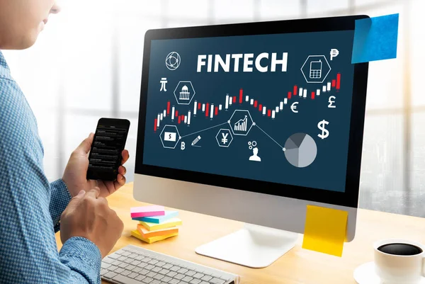 FINTECH Investimento Tecnologia Financeira da Internet Dinheiro Negócios — Fotografia de Stock