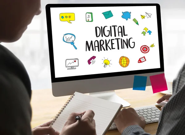 DIGITAL MARKETING nuovo progetto startup, Interactive digital mar — Foto Stock