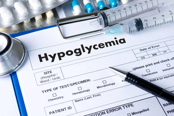 Hypoglycémie Diagnostic imprimé Concept médical — Photo