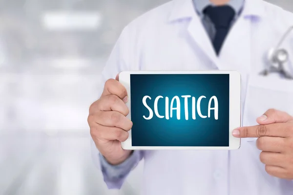 Sciatica médico mano trabajando Concepto Médico Profesional — Foto de Stock