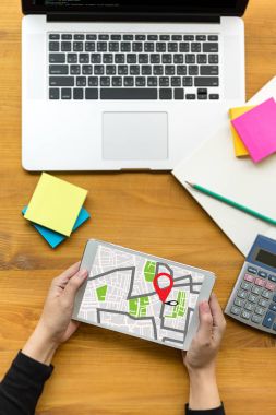 GPS varış yerini, sokak harita Gps simgeleri ile yönlendirmek için harita,