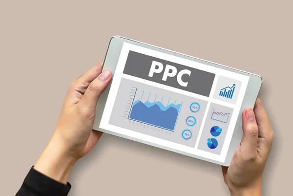 PPC - Concetto Pay Per Click Concetto di lavoro uomo d'affari — Foto Stock