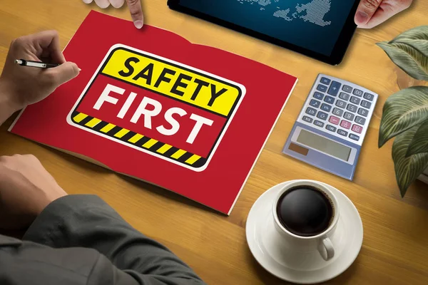 Biztonság első figyelmeztető concect Protect figyelmet gondos biztonsági — Stock Fotó