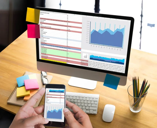 仕事ハード データ分析統計情報ビジネス テクノル — ストック写真