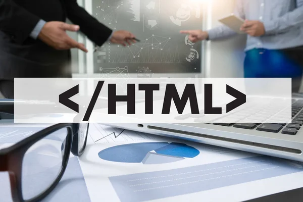 Imparare HTML, sviluppo web e web design, Trendy ombra lunga — Foto Stock