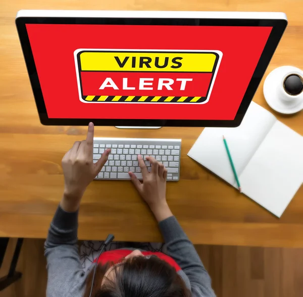 Figyelmeztetés digitális böngészési koncepció vírus riasztás — Stock Fotó