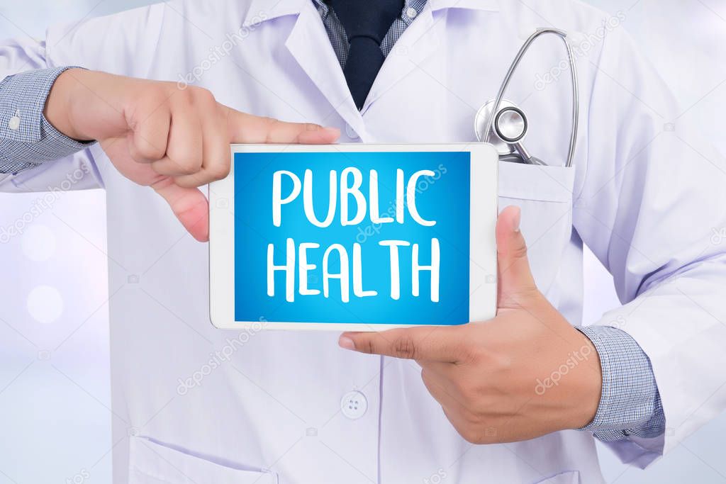 PUBLIC HEALTH  Professional doctor use computer and medical equi