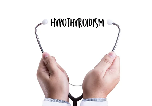 Hipotiroidismo doctor mano trabajando Concepto Médico Profesional —  Fotos de Stock