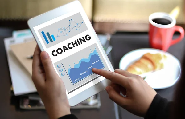 COACHING Formación Planificación Aprendizaje Coaching Guía de Negocios Inst — Foto de Stock