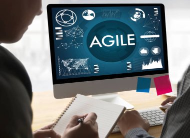 Çevik çeviklik çevik hızlı hızlı kavramı işadamı çalışma 