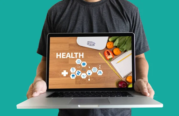 Aplicação de equilíbrio de saúde médico de alimentos mão de trabalho Fresh Food H — Fotografia de Stock