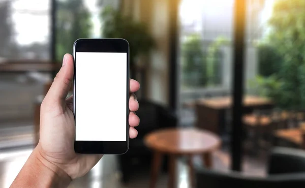 Imagen móvil burlona de teléfono de mano con vinta de pantalla blanca en blanco — Foto de Stock