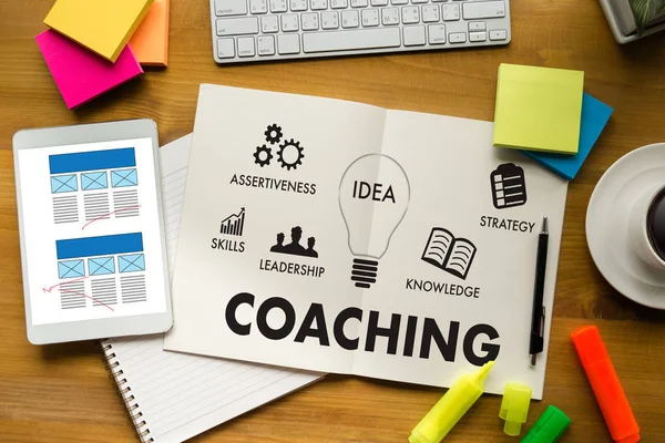 Coaching trainingsplaning leren Coaching Business Guide Inst — Stockfoto