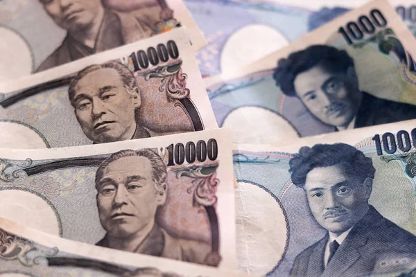 Jen poznámky peníze koncept pozadí Closeup japonské měny — Stock fotografie