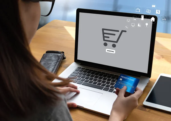 E-Commerce Adicionar ao Carrinho Loja online Compre loja Online paymen — Fotografia de Stock