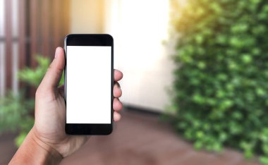 El telefon boş beyaz ekran vinta ile mockup Mobil resim