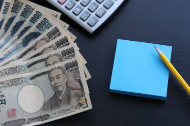 Yen notları para kavramı arka plan Closeup Japon para birimi 