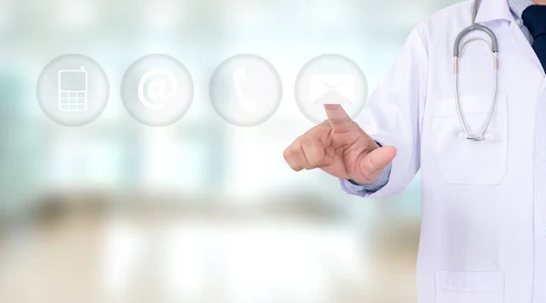 Doctor CONTÁCTENOS (Atención al cliente Gente de línea directa CONECTA  ) — Foto de Stock