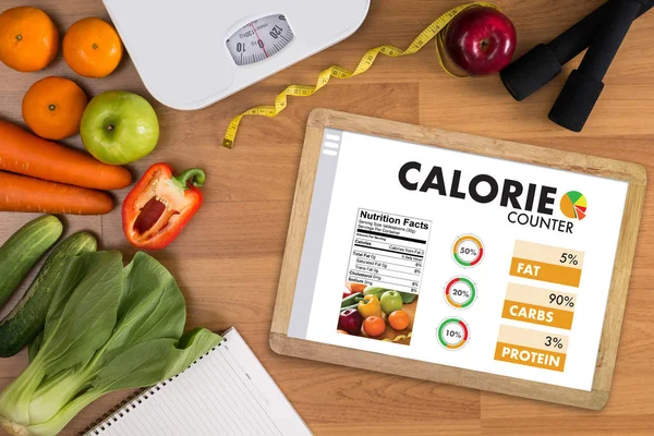 CALORIE  counting counter application Medical eating healthy Die — Stock Photo, Image