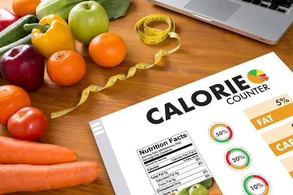 CALORIE  counting counter application Medical eating healthy Die — Stock Photo, Image