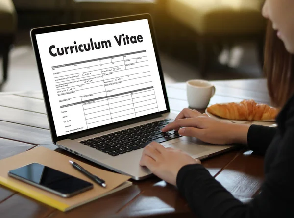 CV - Curriculum Vitae (Concepto de entrevista de trabajo con CV empresarial re — Foto de Stock