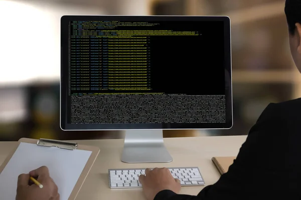 Kod fokusu na Programowanie kodu kodowania Php Html kodowania Cyberspac — Zdjęcie stockowe