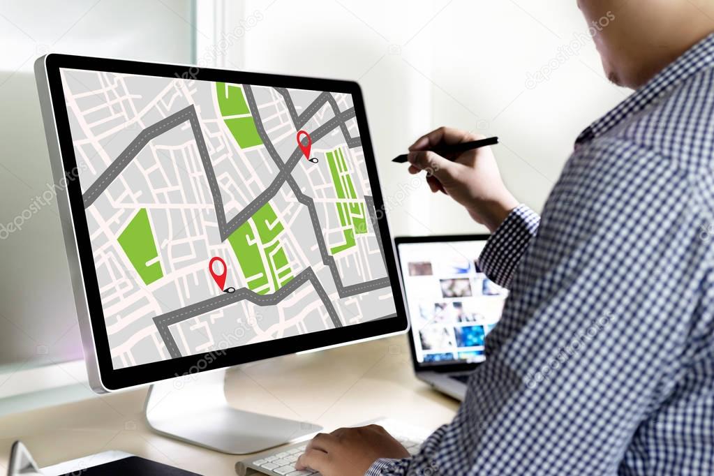 GPS Map to Route Destination network connection Location Street 