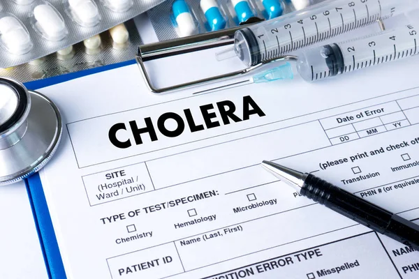 Varning kolera medicin läkare arbetar hårt — Stockfoto
