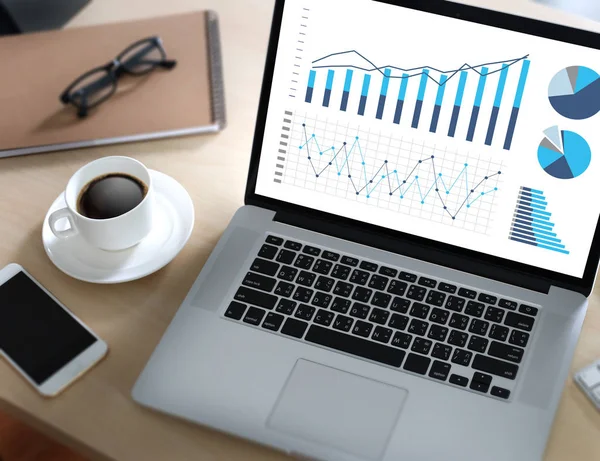 Análise Estatística Diagrama de Dados Comerciais Crescimento Aumento do Mercado — Fotografia de Stock