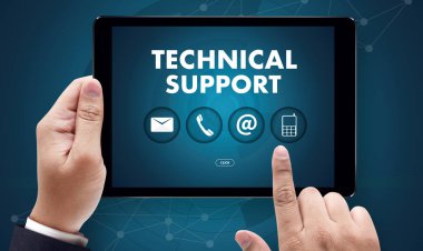 Teknoloji ve internet ve iş adamı takım ağ desteği