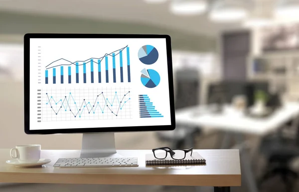 Statistik analys Business Data Diagram tillväxt öka marknaden — Stockfoto
