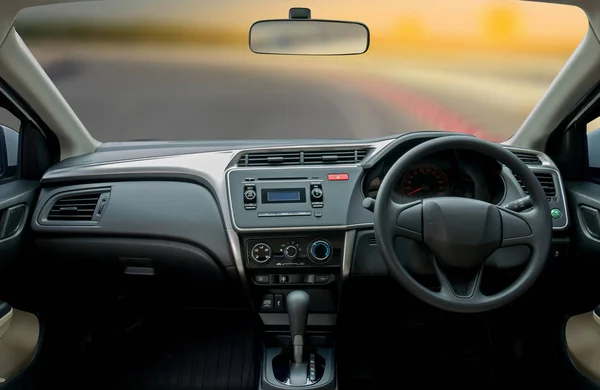 Travel in car. Element of design. the steering wheel inside of a — Stock Photo, Image