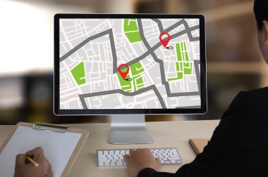 GPS harita yol hedef ağ bağlantısına yer sokak 