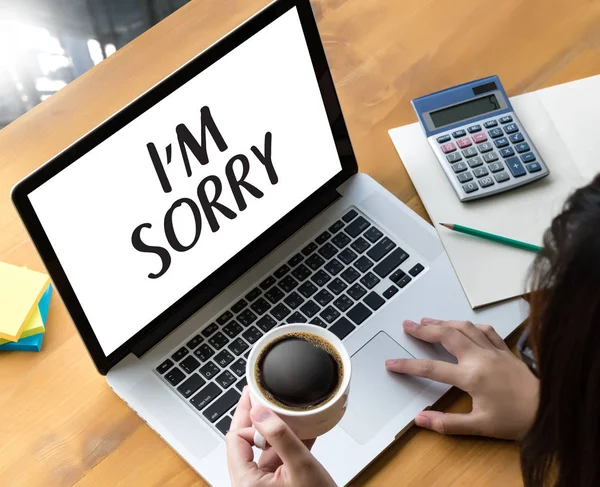 Entschuldigung verzeihen Bedauern oops nicht Fehler bedauern apolo — Stockfoto