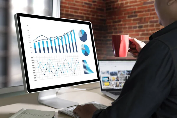 Statisztikai elemzés üzleti adatokat Diagram növelése növekedésnek — Stock Fotó