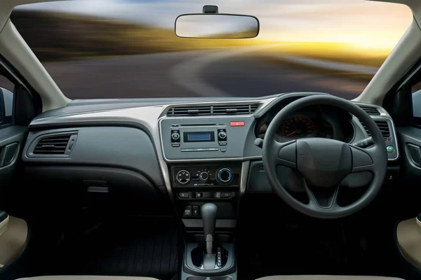 Travel in car. Element of design. the steering wheel inside of a — Stock Photo, Image