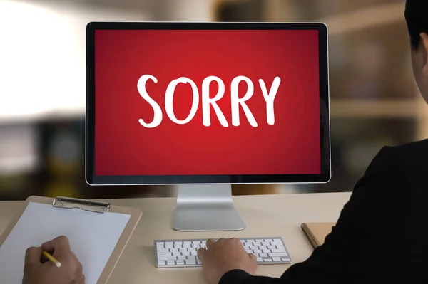Sorry vergeven spijt Oeps Fail valse fout fout spijt Apolo — Stockfoto