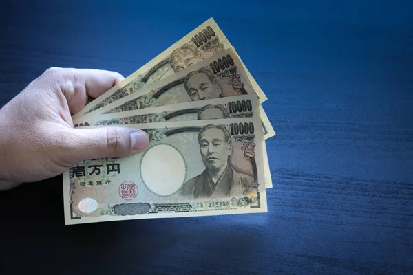 Yen notes money concept background Primer plano de la moneda japonesa —  Fotos de Stock