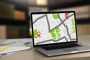 GPS harita yol hedef ağ bağlantısına yer sokak 