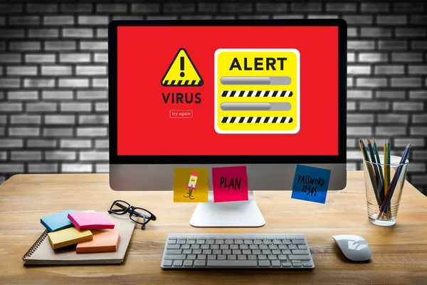 Virus Alert Warning Digital Browsing Firewall Hacker Protection