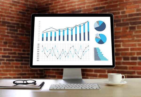 Analisi delle statistiche Dati aziendali Grafico Crescita Incremento del mercato — Foto Stock