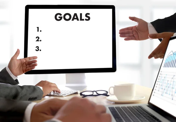 MY GOALS Handwriting of  motivational memo written Target Succes — Stock Photo, Image