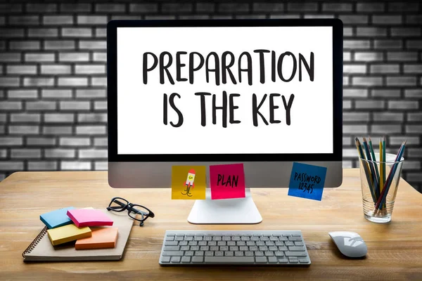 PrePARATION IS THE KEY plan Be PrePARED concept just prepare to — стоковое фото