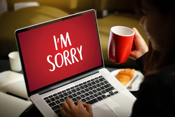 Sorry vergeven spijt Oeps Fail valse fout fout spijt Apolo — Stockfoto