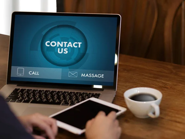 Kontaktieren Sie uns (Kundendienst Hotline Menschen verbinden) rufen Sie custo — Stockfoto