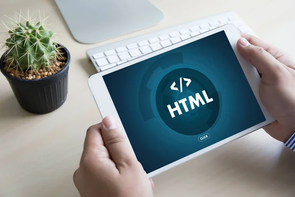 PHP HTML DEVELOPER Web Code design Programmeur travaillant dans un soft — Photo