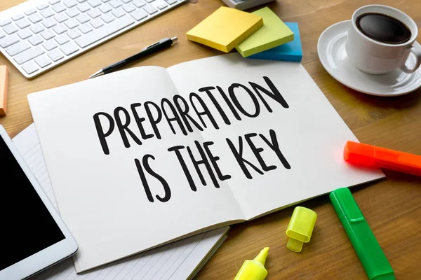 PrePARATION IS THE KEY plan Be PrePARED concept just prepare to — стоковое фото