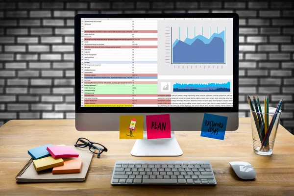 仕事ハード データ分析統計情報ビジネス テクノル — ストック写真