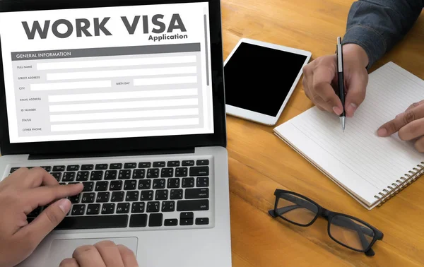Solicitud de visa de trabajo Contratación de empleo para trabajar businessma —  Fotos de Stock