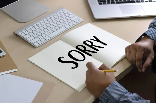 Sorry vergeven spijt Oeps Fail valse fout fout spijt Apolo — Stockfoto